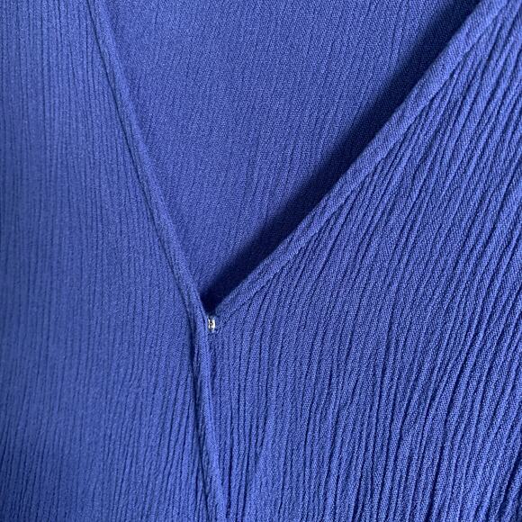 Lulu's Dress M Heart Of Marigold Wrap Denim Maxi Gauzy Rayon Flowy Minimalist - Picture 6 of 14